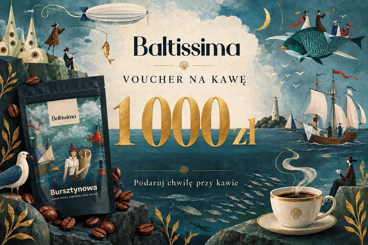 Projekt graficzny vouchera Baltissima — Voucher na kawę · 1 000 zł